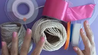 ASMR Playing with Burlap, Ribbons and Rope | Scratching, Scissor Sounds, Crinkles (NO TALKING)
