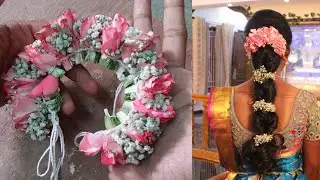 how to make bridal veni,flower brooches,DIY,baby breath bridal veni,trendy bridal flower,tamil.