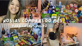 COMPRAS DO M&Ecirc;S PARA CASAL- JULHO 🛒*pegamos muito e gastamos pouco *