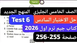 حل الاختبار السادس الصف الخامس انجليزي المنهج الجديد Test 6 كتاب جيم ترم اول 2026 صفحة 255-256