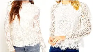 Most stylish vintage lace net white tops collection