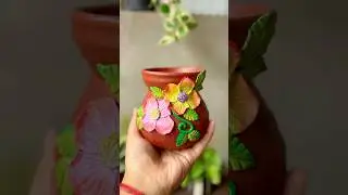 I made a great thing with a discarded pot🌸#shorts #diy #art #handpainted #clayart #youtubeshorts