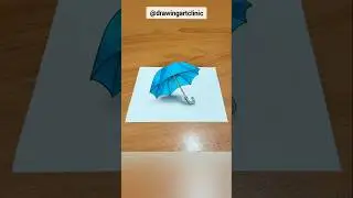 3D Umbrella Drawing ☂️ #drawingartclinic #3ddrawing #3dart #easydrawing #shorts