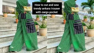 How to cut and sew ankara baggy trouser with Elastic waist band,Inseam pocket and Side cargo pocket
