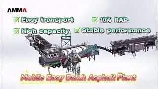 A portable asphalt factory on the move.