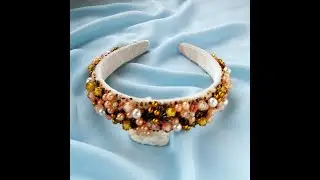 Обруч для волос бархатный, ободок расшитый. Padded Headband Bejewelled 🌟🌟🌟