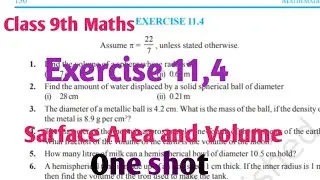 Class 9th Maths l  Exercise 11,4 l Chapter 11 Sarface Area And Volume l NCERT Solutions  l One shot 