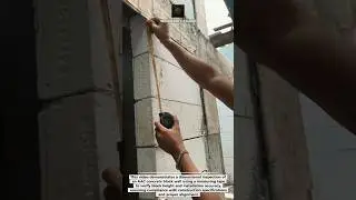 AAC Block Wall Height Check with Measuring Tape #Construction #AACBlock #BuildingTech