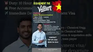 Work in Vietnam  | Sales Representative Job |₹75,000 &ndash; ₹1,00,000 Salary |Free Food & Stay |Apply Now