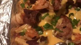 $20 dollar kitchen , rib tip , cheese , shrimp , fried