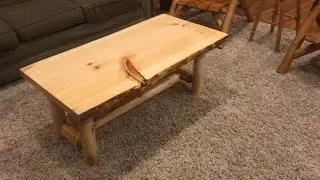 (REVIEW) rustic &ldquo;log coffee table&rdquo; live edge pine and cedar (clear lacquer)