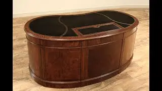 Kidney Shaped Desk with Leather Top & Monitor Lift