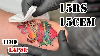 Neo-Traditional Heart Tattoo l Time Lapse l