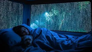 Heavy Rain & Thunder Sounds in a Van 🚐  Sleep Fast, Relax Deep
