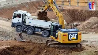 Stuttgart 21: CATERPILLAR 324E LN & MAN Dump Truck / Kipper, Germany, 12.04.2018.