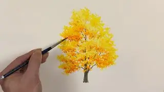 How to Paint a Simple Golden Autumn Tree with Watercolor