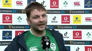 Iain Henderson speaks to Tommy Bowe after Ireland win the Triple Crown.