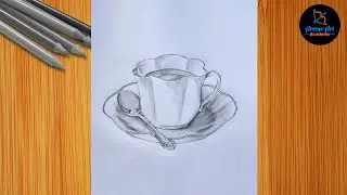 how to draw tea cup with spoon #pencil drawing #arrow art drawing