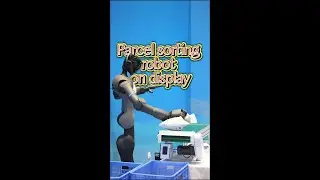 Parcel sorting robot at media center for SCO Tianjin Summit