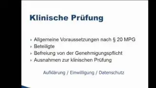 Klinische Pr&uuml;fungen von Medizinprodukten