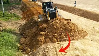 Final 100% Complete Resize Road Foundation Use Shantui DH17 C3 Dozer & 25ton Trucks Transport Soil