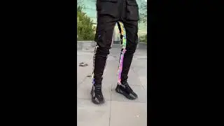 Biginkk Hip-hop colorful reflective trousers
