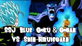 SSJ Blue Goku & Gohan vs Shin-Hirudegarn