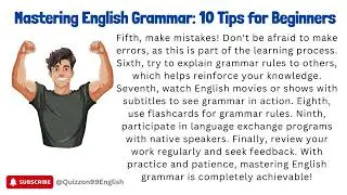 Mastering English Grammar 10 Tips for Beginners | Quizzon99 English