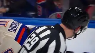 Oilers' Connor Clattenburg hit in face with high stick by Kraken's Brandon Montour