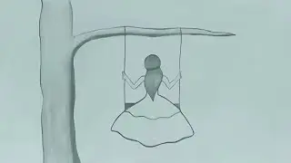 Simple girl drawing with swing || creative Art Gallery ✨