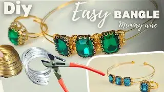 Easy Memory wire Bangle Making|Diy|Clipstone #jewellery#bangles#viral#diy#trending #handmadejewelry 