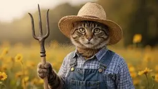 ADORABLE Farming Cat Plays All Day