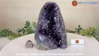 Model # 5611-0904 Amethyst Cluster with Flat Base by BrazilGems.com 🏷 FOR SALE🛍🛒Shop Now 