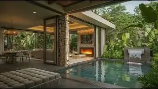 5 Hours Luxury Tropical Spa ASMR 🌿🔥 Relaxing Water & Fireplace Sounds For Sleep, Study, Relax