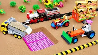 Road Destroyed by Thieves | Mini Construction Equipment Builds It Again &ndash; Science Project