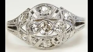 Edwardian 1910 Diamond Engagement Platinum Silver Rg Sz 5.5 UK-K1/2 EGL USA www.antiquejewelryco.com