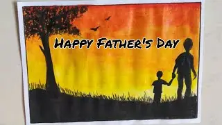 Father's day drawing / How to draw Father's Day 2020 / Father and Son drawing using Water Colors