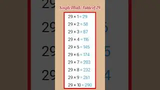 Table of 29