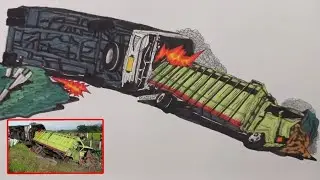 Menggambar TRUK Kecelakaan BUS Terbalik - Cara Menggambar Truk Oleng
