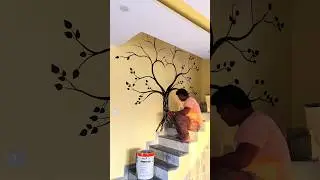 Heart Shape Tree Painting Design For Wall Decoration Ideas #wall #peacockdecor #tree #shorts