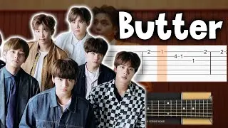 BTS (방탄소년단) - Butter - Guitar tutorial (TAB)