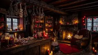 VALENTINES DAY | WITCH SHOP AMBIENCE with BUBBLING CAULDRON - COZY FIRE SOUNDS