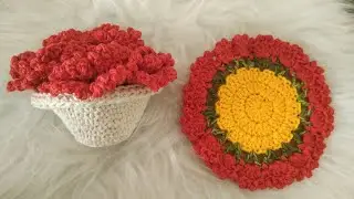 Vaso de flores em crochê 🌺 que vira porta copos