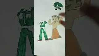 Little singham 💚 and bheem 👀 #drawing #art #asian #spiderman #squidgame #chutki #chotabheem