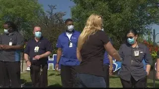 Pippa Mann honors hospital custodians