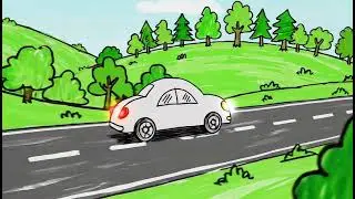 Peaceful Beetle Drive ✏️🌳 | From AI Smooth Animation to Cute Hand-Drawn Version #drawing #cartoon 