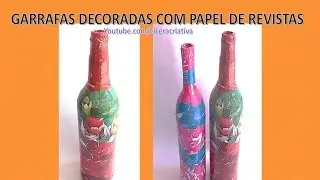 Diy: Garrafa decorada com revistas - Papietagem - Decoupage