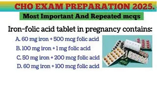 CHO Exam Preparation 2025 | CHO Previous Year Questions | MCQ for cho exam #cho #staff_nurse