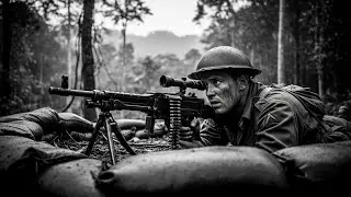 Japanese Troops Terrified as US Sergeant Snipes with a Browning Machine Gun from 800m