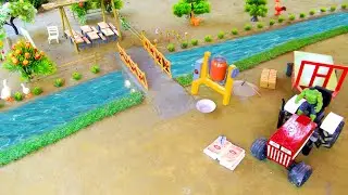 diy mini tractor using bricks and metal railing bridge construction science project
